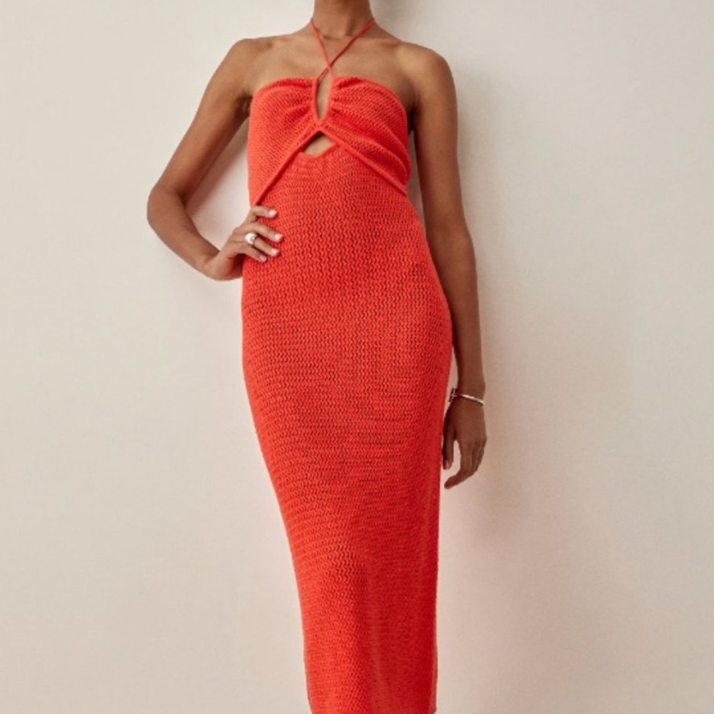 Reformation Red Knit/Crochet Dress